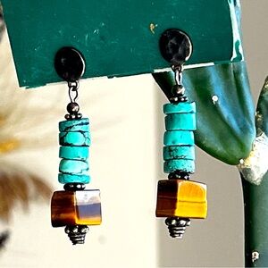 Turquoise and Tiger’s Eye Earrings